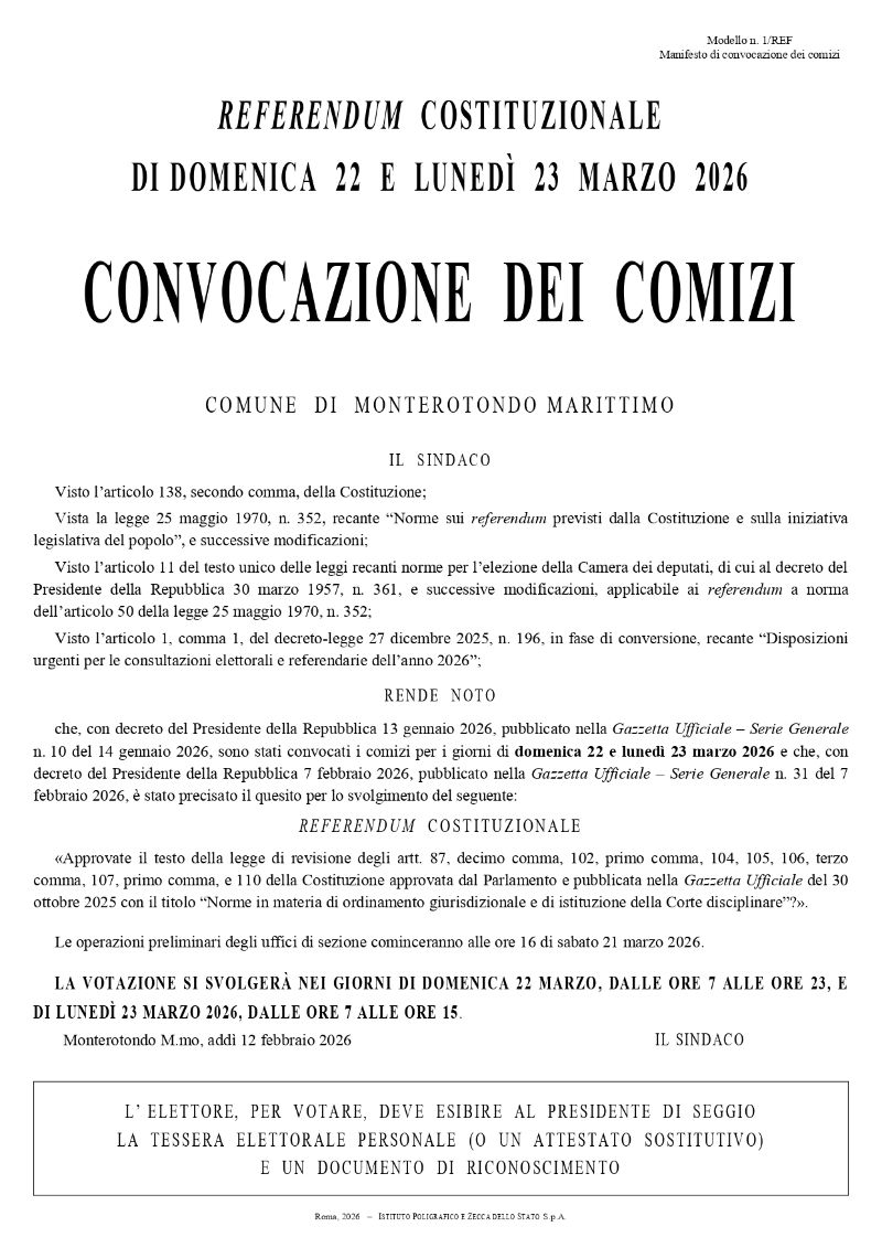 Manifesto convocazione comizi aggiuntivo