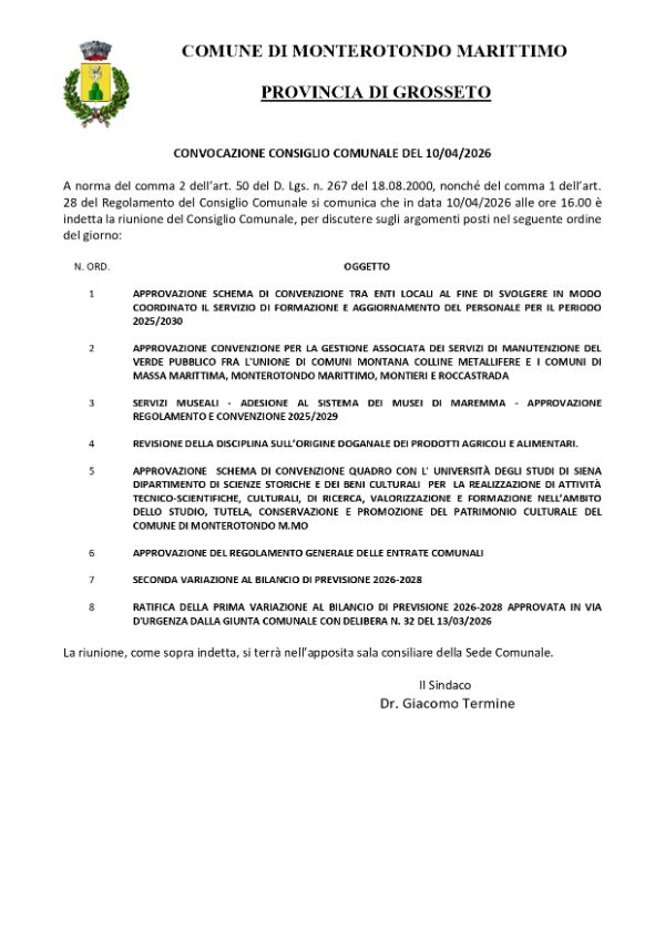 Convocazione C.C. del 10.04.2026