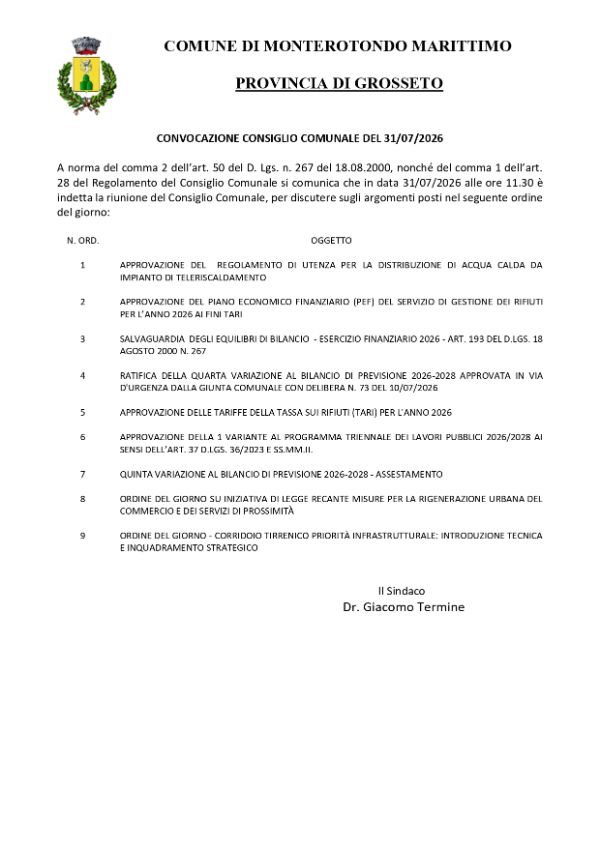 convocazione 31.07
